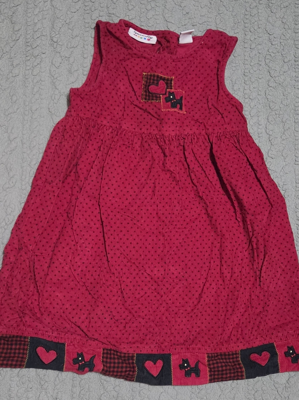 Girls' Red Heart & Doggy Cord Dress